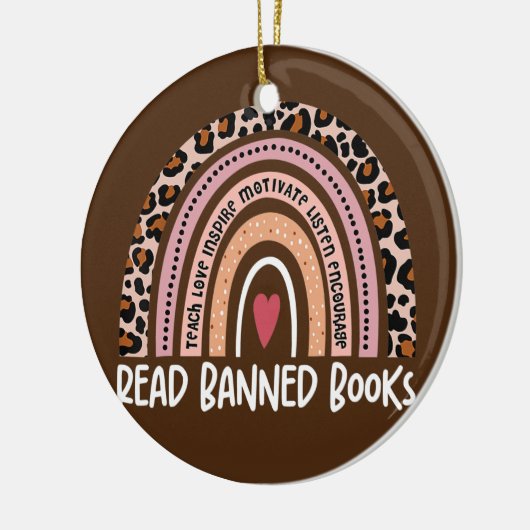 Leopard-Regenbogen für Buchliebhaber lesen Keramik Ornament (Links)