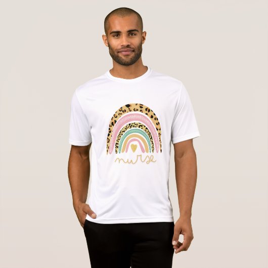 Leopard Regenbogen Gelb, Krankenschwester Männer F T-Shirt (Vorne ganz)