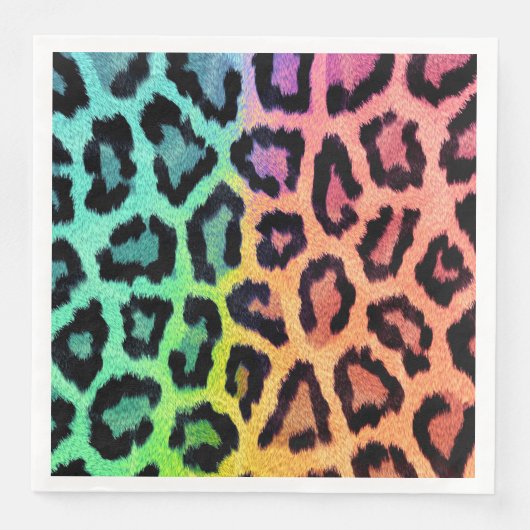 leopard regenbogen hintergrund serviette (Vorderseite)