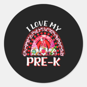 Leopard Regenbogen Ich liebe meinen Pre-k Gnom-Leh Runder Aufkleber