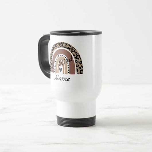 Leopard-Regenbogen - Kind sein - Text ändern - Nam Reisebecher (Vorderseite Links)