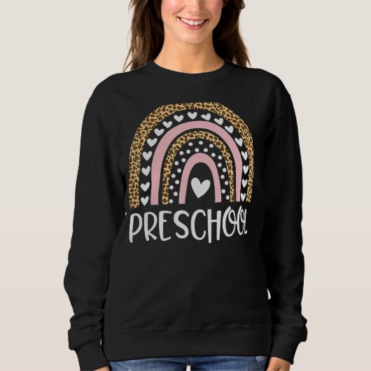 Leopard-Regenbogenlehrer im Vorschullehrer zurück Sweatshirt (Vorderseite)