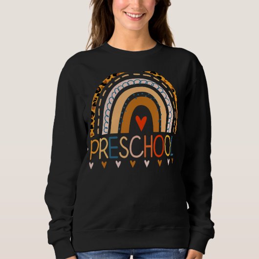 Leopard-Regenbogenlehrer im Vorschullehrer zurück Sweatshirt (Vorderseite)