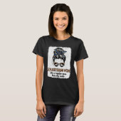 Leopard-Reitmutter Unordentlicher Pferdereit-Bun S T-Shirt (Vorne ganz)
