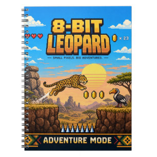 Leopard, Retro-8-Bit-Pixel-Art Notizblock
