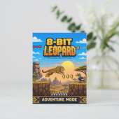 Leopard, Retro-8-Bit-Pixel-Art Postkarte (Stehend Vorderseite)