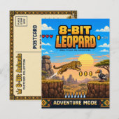 Leopard, Retro-8-Bit-Pixel-Art Postkarte (Vorne/Hinten)