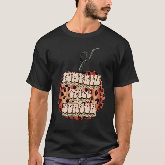 Leopard Retro Herbst Pumpkin Gewürzsaison Wom T-Shirt (Vorderseite)
