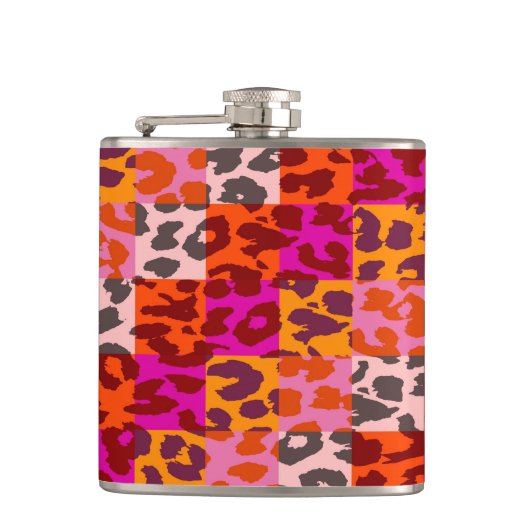 Leopard-Retro-Muster 2 Flachmann (Vorderseite)