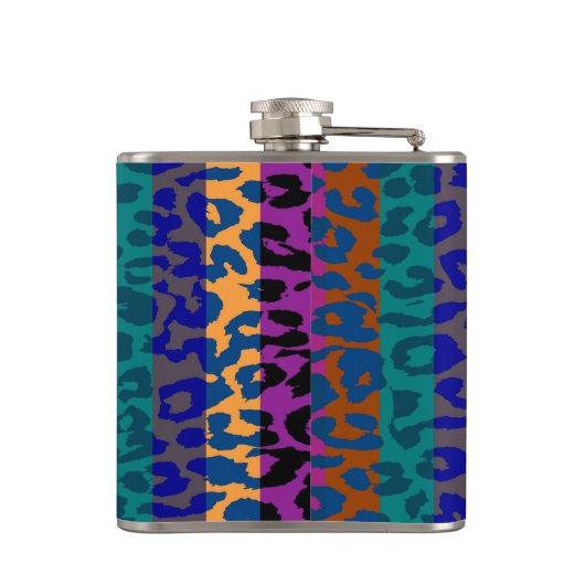 Leopard-Retro-Muster 5 Flachmann (Rückseite)