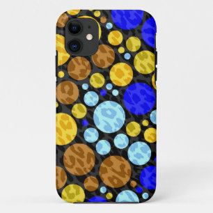 Leopard Retro Polka Dots Yellow Blue Aqua Case-Mate iPhone Hülle