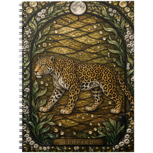 Leopard Rock Dickicht Illumina Buntglas Notizblock