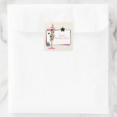 Leopard & Rosa Kleid Form Geburtstagsaufkleber Quadratischer Aufkleber (Tasche)