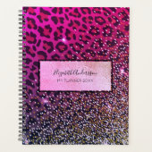 Leopard rosa lila schwarze Funkelglasur mädchenhaf Planer (Vorderseite)