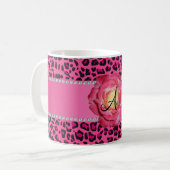 Leopard-Rosa-Rose des Monogramms rosa Kaffeetasse (Vorderseite Links)