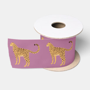 Leopard rosa satinband