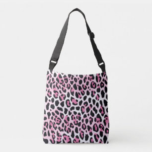 Leopard, rosa und weiß tragetaschen mit langen trägern