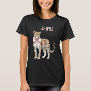 Leopard-Rosafarbenes Schleifchen T-Shirt