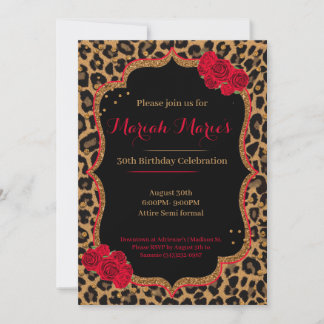Leopard & Rose Einladung zum Geburtstag