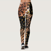 Leopard Rose Gold abstraktes Muster in Schwarz Leggings (Rückseite)