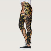 Leopard Rose Gold abstraktes Muster in Schwarz Leggings (Links)