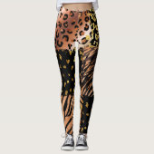 Leopard Rose Gold abstraktes Muster in Schwarz Leggings (Vorderseite)