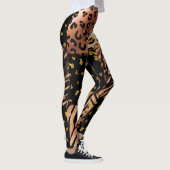 Leopard Rose Gold abstraktes Muster in Schwarz Leggings (Rechts)