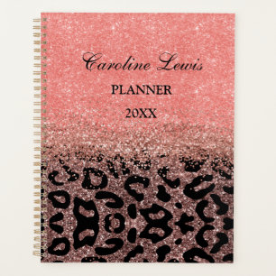 Leopard Rose Gold Glitzer 2023 Planer mit Namen