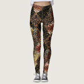 Leopard Rose Gold Kupfer Schwarz Tierdruck chic Leggings (Vorderseite)