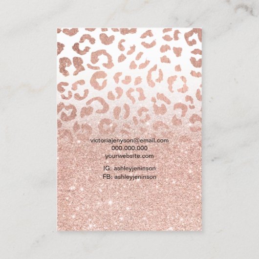 Leopard Rose Gold Logo Schmuck Ohrring Halskette Visitenkarte (Rückseite)