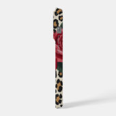 Leopard-Rot-Rosen-Muster iPhone Hülle (Linke Seite)