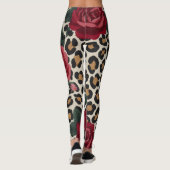 Leopard-Rot-Rosen-Muster Leggings (Rückseite)