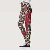 Leopard-Rot-Rosen-Muster Leggings (Links)