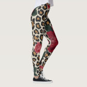 Leopard-Rot-Rosen-Muster Leggings (Rechts)