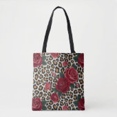 Leopard-Rot-Rosen-Muster Tasche (Vorderseite)