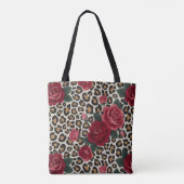 Leopard-Rot-Rosen-Muster Tasche (Rückseite)