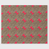 Leopard-Rot-Schleife Geschenkpapier (Flach)