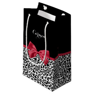 Leopard-Rot-Schleifen-Name Kleine Geschenktüte