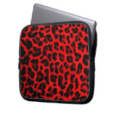 Leopard - Rot und Schwarz Laptopschutzhülle (Vorderseite Links)