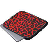 Leopard - Rot und Schwarz Laptopschutzhülle (Vorne Knopf)