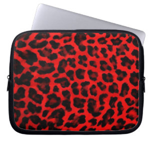 Leopard - Rot und Schwarz Laptopschutzhülle