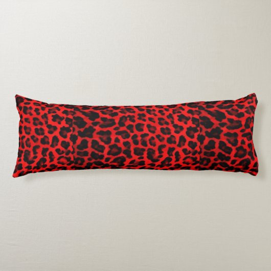 Leopard - Rot und Schwarzes Seitenschläferkissen (Vorderseite)