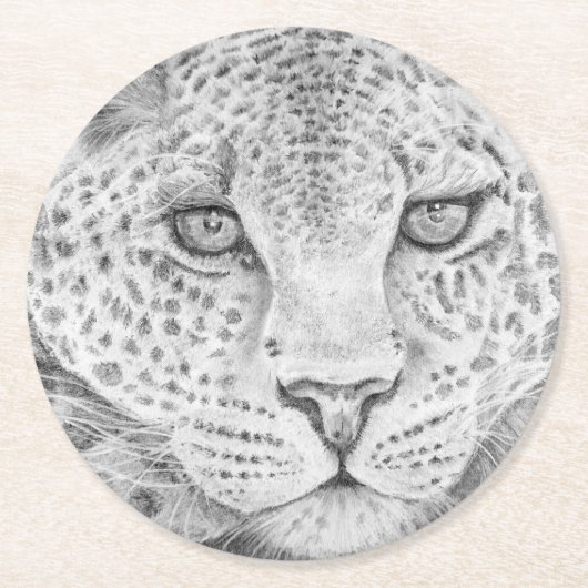 Leopard Runder Pappuntersetzer (Vorderseite)
