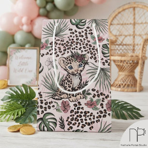 Leopard Safari Baby Girl Dschungel Blumen Geschenk Kleine Geschenktüte