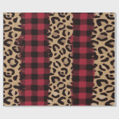Leopard Safari Buffalo Kariert Weihnachten Geschenkpapier (Flach)