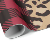 Leopard Safari Buffalo Kariert Weihnachten Geschenkpapier (Rolleneckpunkt)