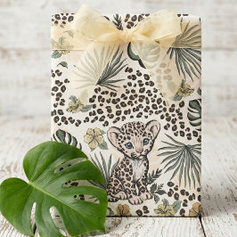 Leopard Safari Kids Floral Jungle Pattern Geschenkpapier