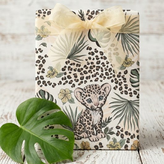Leopard Safari Kids Floral Jungle Pattern Geschenkpapier