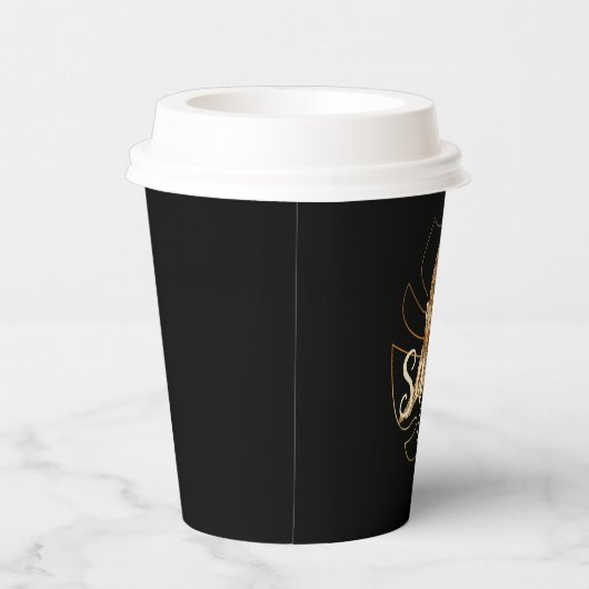 Leopard Safari-Tassen aus schwarzem Papier Pappbecher (Rechts)