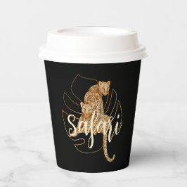 Leopard Safari-Tassen aus schwarzem Papier Pappbecher